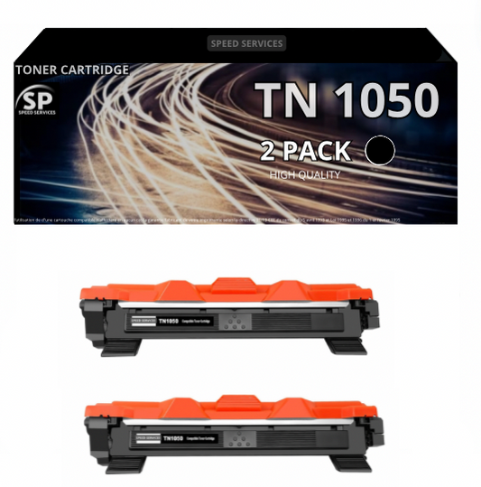 Toner TN1050 TN 1050 compatible pour BROTHER Noir x 2 - SPEED SERVICES Brother HL-1110 1110E 1110R 1112 1112E 1112R 1210W 1212W, MFC-1810 1810E 1810R 1815R 1910W, DCP-1510Ê1510E 1510R 1512 1512E 1512R 1610W 1612W; Fuji Xerox DocuPrint P115B P115W M115W M