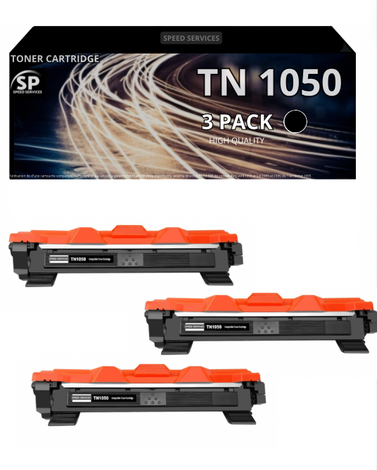 Toner TN1050 TN 1050 compatible pour BROTHER Noir x 3 - SPEED SERVICES Brother HL-1110 1110E 1110R 1112 1112E 1112R 1210W 1212W, MFC-1810 1810E 1810R 1815R 1910W, DCP-1510Ê1510E 1510R 1512 1512E 1512R 1610W 1612W; Fuji Xerox DocuPrint P115B P115W M115W M