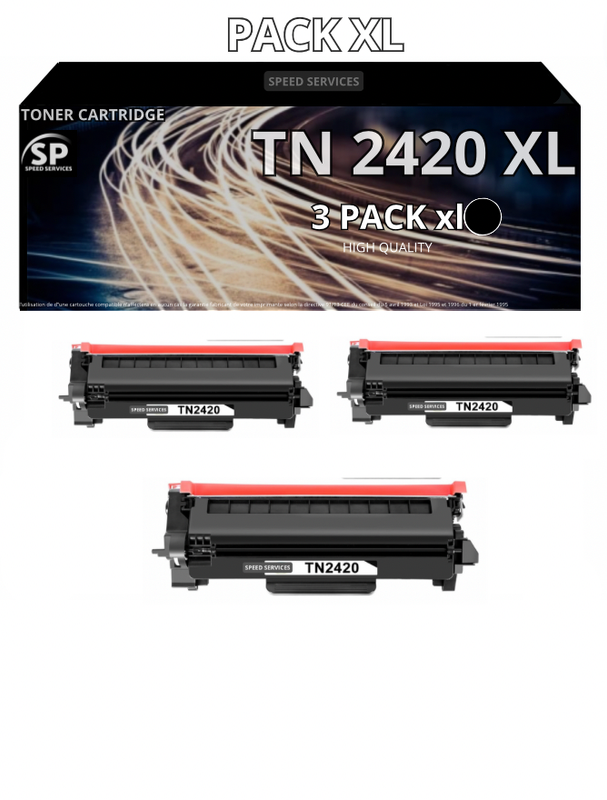 Toner TN2420XL TN 2420 XL compatible pour BROTHER Noir x 3 - SPEED SERVICES HL-L2350DW L2310D L2357DW L2375DW L2370DN, Brother MFC-L2710DN L2710DW L2730DW L2750DW et Brother DCP-L2510D L2530DW L2537DW L2550DN