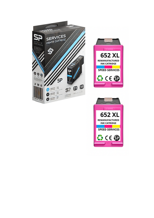 Cartouche 652 XL 652XL compatible pour HP Multicouleur  x 2 - SPEED SERVICES Deskjet Ink Advantage 1115, Deskjet Ink Advantage 2135, Deskjet Ink Advantage 3600, Deskjet Ink Advantage 3635, Deskjet Ink Advantage 3636, Deskjet Ink Advantage 3638, Deskjet I