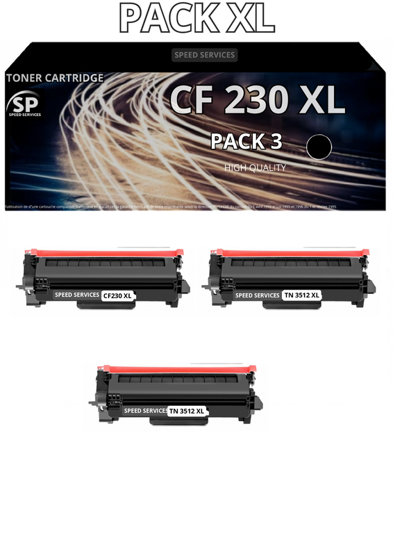 Toner CF230 XL 30X compatible pour HP Noir x 3 - SPEED SERVICES HP LaserJet Pro M 203|HP LaserJet Pro M 203 dn|HP LaserJet Pro M 203 dw|HP LaserJet Pro M 203 Series|HP LaserJet Pro M 220 Series|HP LaserJet Pro MFP M 227 fdn|HP LaserJet Pro MFP M 227 fdw|