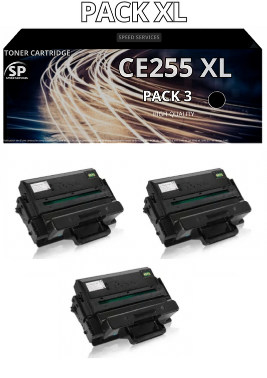 Toner CE255 XL 55X compatible pour CANON Noir x 3 - SPEED SERVICES Canon i-SENSYS LBP-3580|Canon i-SENSYS LBP-6700 Series|Canon i-SENSYS LBP-6750 dn|Canon i-SENSYS LBP-6780 dn|Canon i-SENSYS LBP-6780 x|Canon i-SENSYS MF 510|Canon i-SENSYS MF 510 Series|C