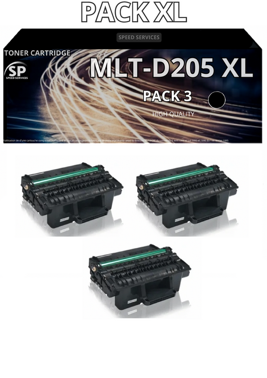 Toner MLT-D205 XL D205XL compatible pour Samsung Noir x 3 - SPEED SERVICES Samsung ML-3300 Series|Samsung ML-3310|Samsung ML-3310 D|Samsung ML-3310 ND|Samsung ML-3310 Series|Samsung ML-3710|Samsung ML-3710 D|Samsung ML-3710 ND|Samsung ML-3710 Series|Sams