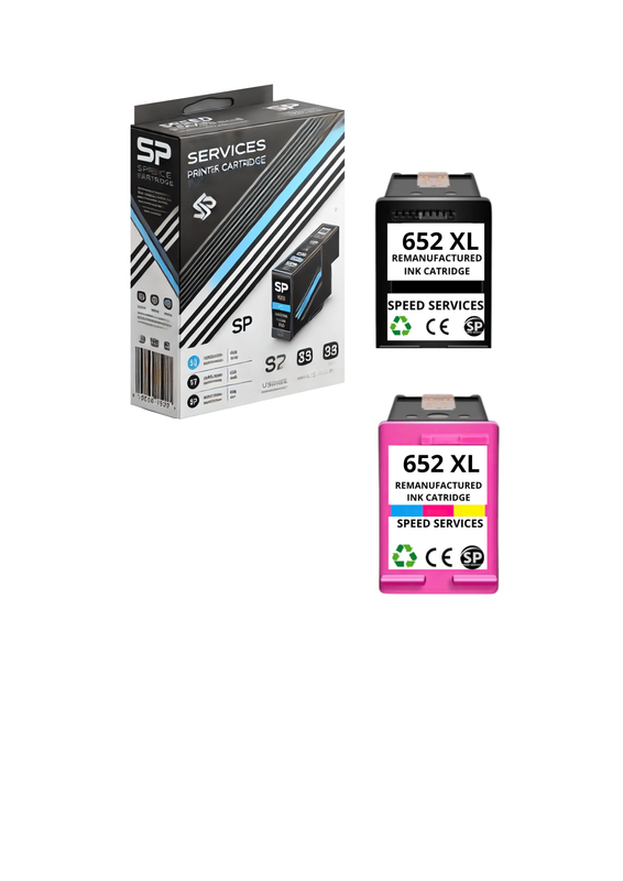 Cartouche  652XL BK/CL compatible pour HP Multicouleur  x 2 - SPEED SERVICES Deskjet Ink Advantage 1115, Deskjet Ink Advantage 2135, Deskjet Ink Advantage 3600, Deskjet Ink Advantage 3635, Deskjet Ink Advantage 3636, Deskjet Ink Advantage 3638, Deskjet I