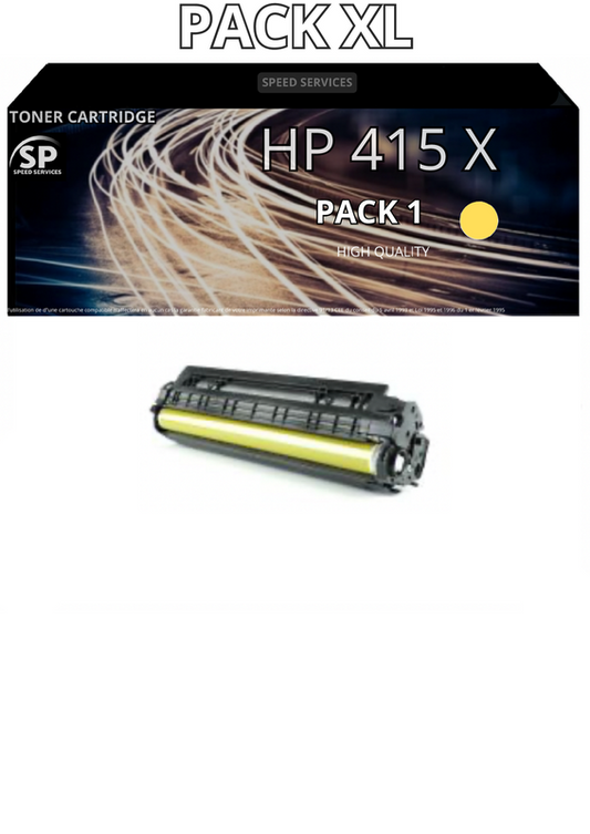 Toner 415X W2032X compatible pour HP YELLOW x 1 - SPEED SERVICES HP Color LaserJet Enterprise M 455 dn|HP Color LaserJet Enterprise MFP M 480 f|HP Color LaserJet Managed E 45028 dn|Hp Color Laserjet Managed E 47528 F|HP Color LaserJet Pro M 470 Series|HP