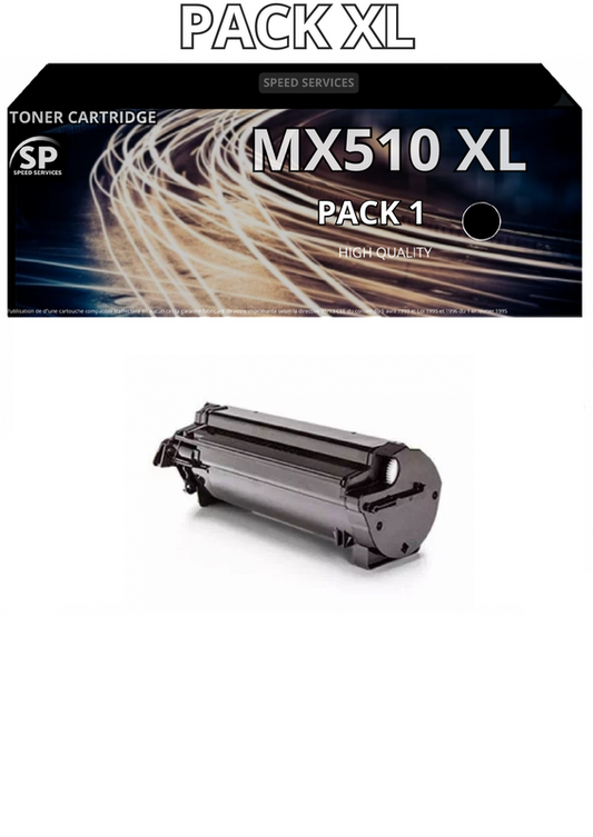 Toner MX510 XL MX 510 XL compatible pour LEXMARK Noir x 1 - SPEED SERVICES Lexmark MX 310 dn|Lexmark MX 410 de|Lexmark MX 510 de|Lexmark MX 511 de|Lexmark MX 511 dhe|Lexmark MX 511 dte|Lexmark MX 511 Series|Lexmark MX 610 de|Lexmark MX 611 de|Lexmark MX