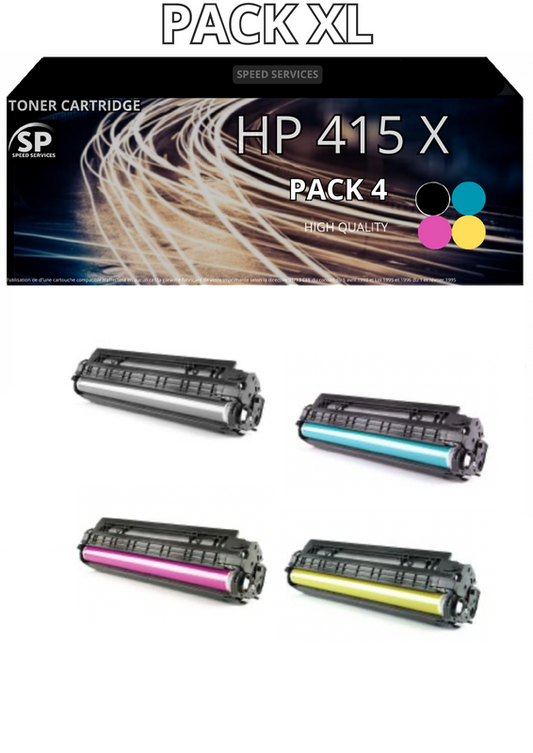 Toner 415X  compatible pour HP MULTICOLOR x 4 - SPEED SERVICES HP Color LaserJet Enterprise M 455 dn|HP Color LaserJet Enterprise MFP M 480 f|HP Color LaserJet Managed E 45028 dn|Hp Color Laserjet Managed E 47528 F|HP Color LaserJet Pro M 470 Series|HP C