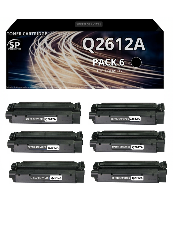 Toner Q2612A 12A compatible pour CANON Noir x 6 - SPEED SERVICES Canon i-SENSYS Fax L 100|Canon i-SENSYS Fax L 120|Canon i-SENSYS Fax L 140|Canon i-SENSYS Fax L 160|Canon i-SENSYS LBP-2900|Canon i-SENSYS LBP-2900 b|Canon i-SENSYS LBP-2900 i|Canon i-SENSY