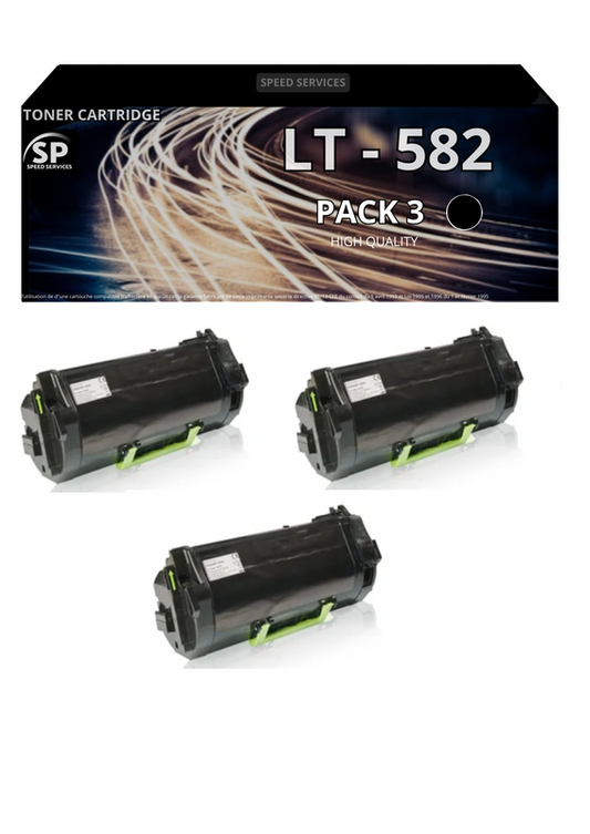 Toner 58D2000 LT582 compatible pour LEXMARK Noir x 3 - SPEED SERVICES Lexmark MS 725Dvn|Lexmark MS 821 dn|Lexmark MS 821 n|Lexmark MS 822 de|Lexmark MS 823Dn|Lexmark MS 823N|Lexmark MS 825Dn|Lexmark MS 826De|Lexmark MX 721 Ade|Lexmark MX 721 adhe|Lexmark