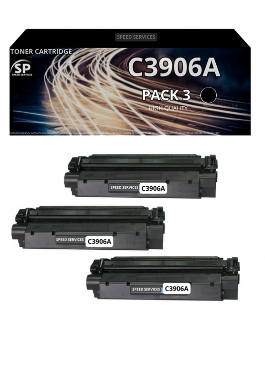 Toner C3906A 06A compatible pour CANON Noir x 3 - SPEED SERVICES Canon i-SENSYS LBP-460|Canon i-SENSYS LBP-460 Series|Canon i-SENSYS LBP-465|Canon imageCLASS 1100|Canon LBP-210|Canon LBP-310|Canon LBP-460|Canon LBP-460 Series|Canon LBP-465|Canon LBP-660