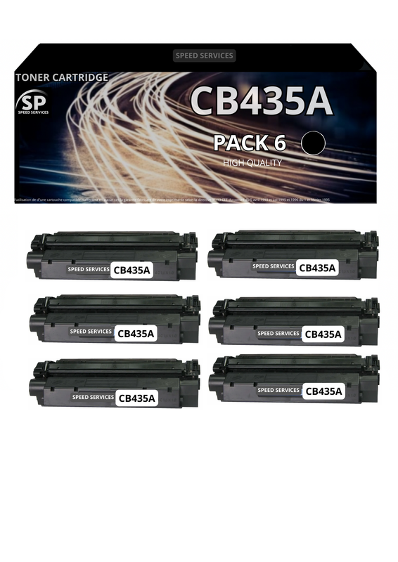 Toner CB435A 36A compatible pour CANON Noir x 6 - SPEED SERVICES Canon i-SENSYS LBP-3010|Canon i-SENSYS LBP-3010 b|Canon i-SENSYS LBP-3100|Canon i-SENSYS LBP-3250|Canon i-SENSYS LBP-6000|Canon i-SENSYS LBP-6000 b|Canon i-SENSYS LBP-6000 Series|Canon i-SE