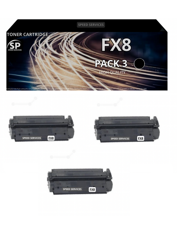 Toner FX8 FX 8 compatible pour Canon Noir x 3 - SPEED SERVICES Canon Fax D 320|Canon Fax D 340|Canon Fax L 380|Canon Fax L 390|Canon Fax L 400|Canon I-Sensys Fax L 380 S|Canon I-Sensys Fax L 390|Canon PC-D320|Canon PC-D340