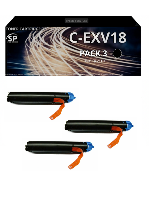 Toner C-EXV18 CEXV18 compatible pour Canon Noir x 3 - SPEED SERVICES Canon Imagerunner 1018|Canon Imagerunner 1018 J|Canon Imagerunner 1019|Canon Imagerunner 1020|Canon Imagerunner 1020 J|Canon Imagerunner 1022|Canon Imagerunner 1022 a|Canon Imagerunner