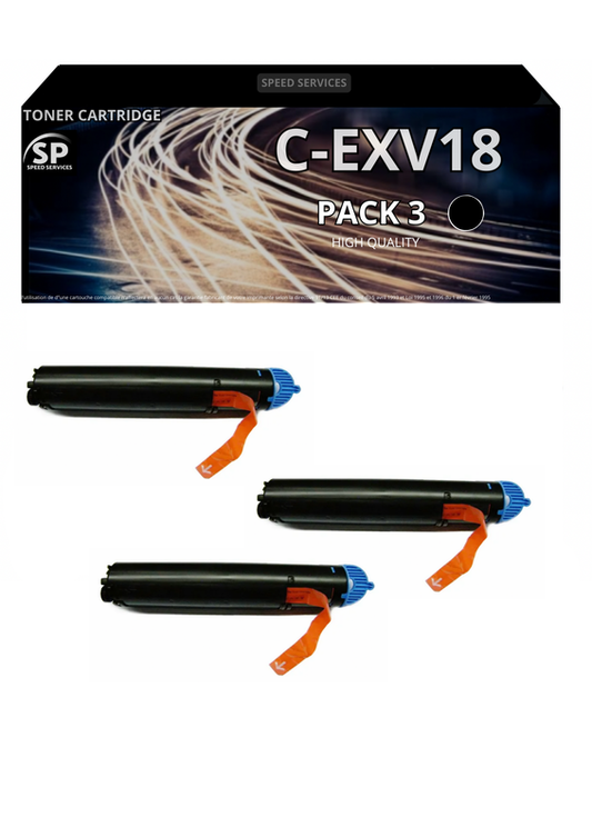 Toner C-EXV18 CEXV18 compatible pour Canon Noir x 3 - SPEED SERVICES Canon Imagerunner 1018|Canon Imagerunner 1018 J|Canon Imagerunner 1019|Canon Imagerunner 1020|Canon Imagerunner 1020 J|Canon Imagerunner 1022|Canon Imagerunner 1022 a|Canon Imagerunner