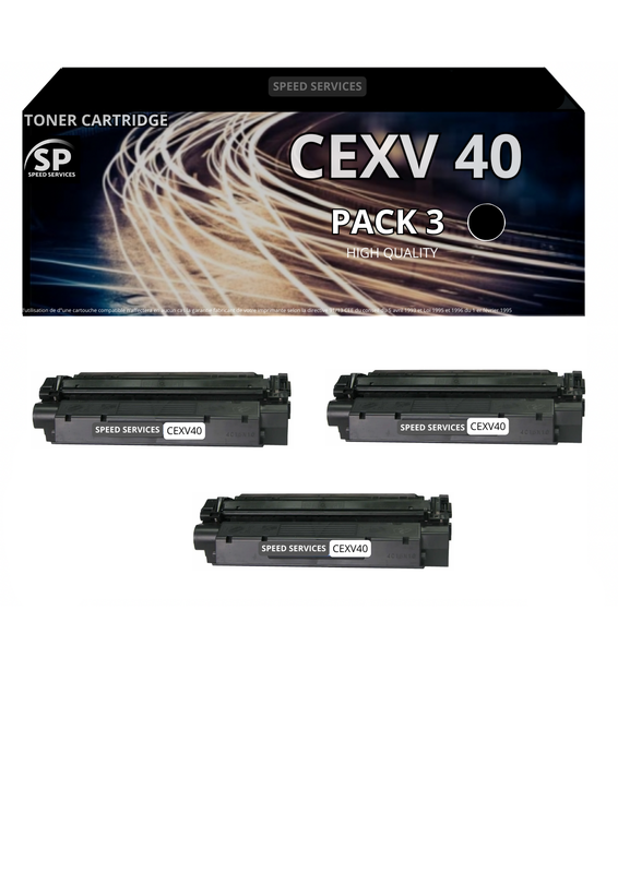 Toner C-EXV 40 CEXV40 compatible pour Canon Noir x 3 - SPEED SERVICES Canon Imagerunner 1100 Series|Canon Imagerunner 1133|Canon Imagerunner 1133 a|Canon Imagerunner 1133 iF|Canon Imagerunner 1133 Series|Canon IR 1100 Series|Canon IR 1133|Canon IR 1133 a