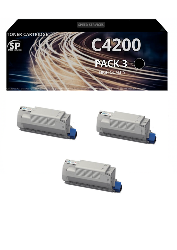 Toner C4200 C 4200 compatible pour OKI Noir x 3 - SPEED SERVICES Oki B 4100|Oki B 4200|Oki B 4250|Oki B 4250 N|Oki B 4300|Oki B 4350|Oki B 4350 N|Oki B 4350 NPS