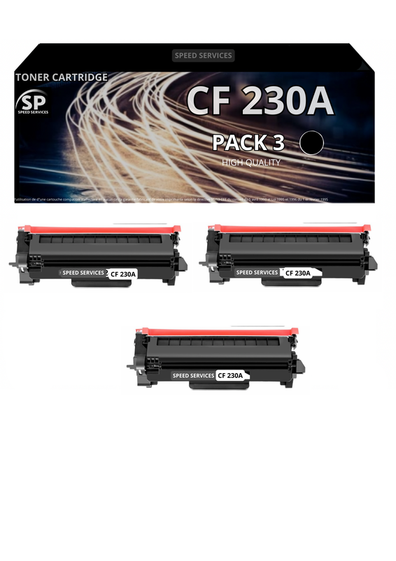 Toner CF230A 30A compatible pour HP Noir x 3 - SPEED SERVICES HP LaserJet Pro M 203|HP LaserJet Pro M 203 dn|HP LaserJet Pro M 203 dw|HP LaserJet Pro M 203 Series|HP LaserJet Pro M 220 Series|HP LaserJet Pro M 227 fdn|HP LaserJet Pro M 227 fdw|HP LaserJe