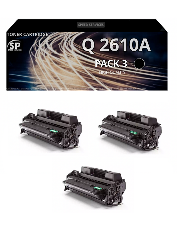 Toner Q2610A 10A compatible pour HP Noir x 3 - SPEED SERVICES HP LaserJet 2300|HP LaserJet 2300 D|HP LaserJet 2300 DN|HP LaserJet 2300 DTN|HP LaserJet 2300 L|HP LaserJet 2300 N|HP LaserJet 2300 Series