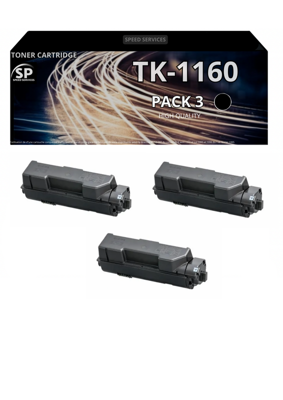 Toner TK-1160 1160 compatible pour Kyocera Noir x 3 - SPEED SERVICES Kyocera ECOSYS P 2040 DN|Kyocera ECOSYS P 2040 DW