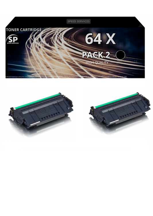 Toner 64X CC364X compatible pour HP Noir x 2 - SPEED SERVICES HP LaserJet P 4015|HP LaserJet P 4015 DN|HP LaserJet P 4015 N|HP LaserJet P 4015 TN|HP LaserJet P 4015 X|HP LaserJet P 4016 A|HP LaserJet P 4017|HP LaserJet P 4514|HP LaserJet P 4515|HP LaserJ