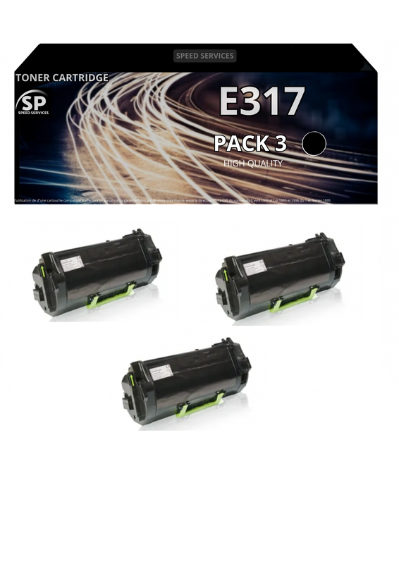 Toner E317 E 317 compatible pour Lexmark Noir x 3 - SPEED SERVICES Lexmark MS 317 dn|Lexmark MS 317 n|Lexmark MX 317 dn