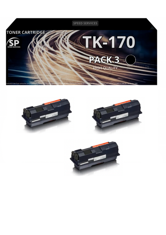 Toner TK-170 TK170 compatible pour Kyocera Noir x 3 - SPEED SERVICES Kyocera ECOSYS P 2100 Series|Kyocera ECOSYS P 2135 d|Kyocera ECOSYS P 2135 dn|Kyocera FS-1320 D|Kyocera FS-1320 DN|Kyocera FS-1370 DN