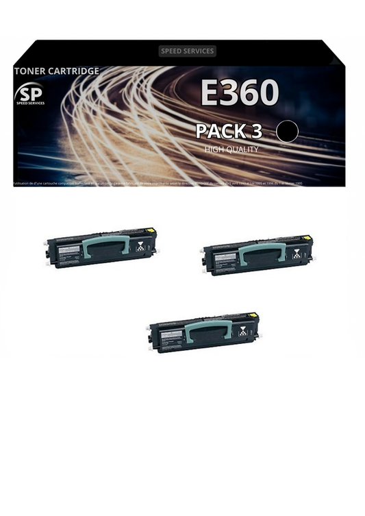 Toner E360 E 360 compatible pour Lexmark Noir x 3 - SPEED SERVICES Lexmark E 360|Lexmark E 360 D|Lexmark E 360 DN|Lexmark E 460|Lexmark E 460 DN|Lexmark E 460 DW|Lexmark E 462|Lexmark E 462 DTN