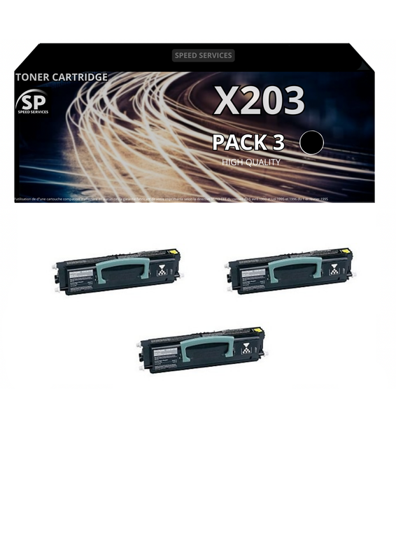 Toner X203 LT-203 compatible pour Lexmark Noir x 3 - SPEED SERVICES Lexmark X 203 N|Lexmark X 204 N