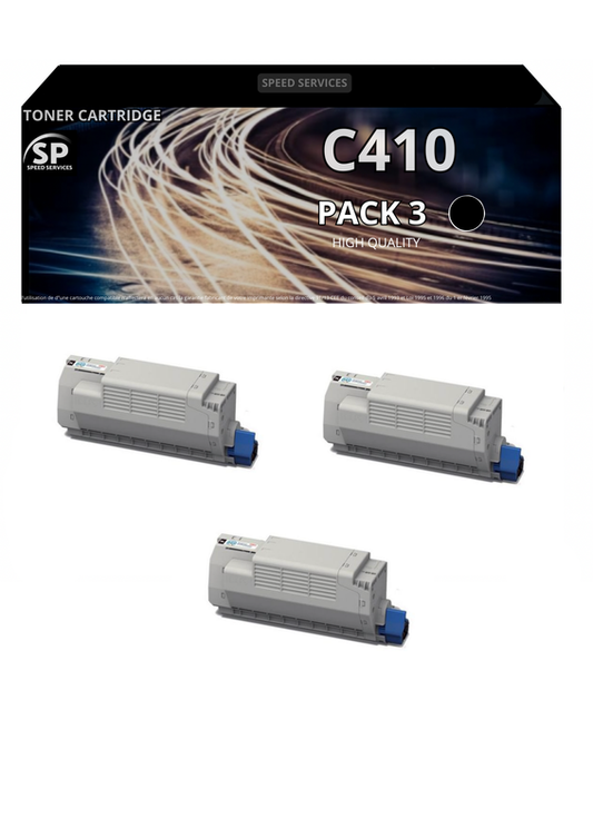 Toner C410 C 410 compatible pour OKI Noir x 3 - SPEED SERVICES Oki B 400|Oki B 410|Oki B 410 D|Oki B 410 DN|Oki B 420 DN|Oki B 430 D|Oki B 430 DN|Oki B 440 DN|Oki MB 460|Oki MB 460 L|Oki MB 470|Oki MB 480