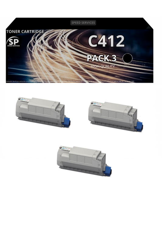 Toner C412 432 compatible pour OKI Noir x 3 - SPEED SERVICES Oki B 412 DN|Oki B 432 DN|Oki B 512 DN|Oki MB 472 dnw|Oki MB 492 dn|Oki MB 562 dnw