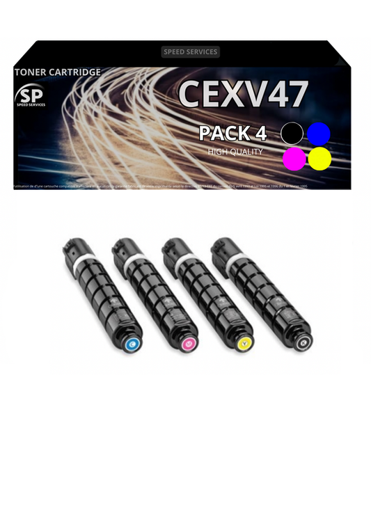 Toner EXV47 CEXV47 compatible pour Canon MULTICOLOR x 4 - SPEED SERVICES Canon imageRUNNER Advance C 250 i|Canon imageRUNNER Advance C 250 iF|Canon imageRUNNER Advance C 255 i|Canon imageRUNNER Advance C 255 iF|Canon imageRUNNER Advance C 350 i|Canon ima