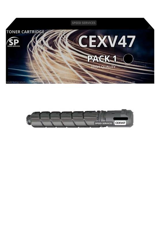 Toner EXV47 CEXV47 compatible pour Canon Noir x 1 - SPEED SERVICES Canon imageRUNNER Advance C 250 i|Canon imageRUNNER Advance C 250 iF|Canon imageRUNNER Advance C 255 i|Canon imageRUNNER Advance C 255 iF|Canon imageRUNNER Advance C 350 i|Canon imageRUNN