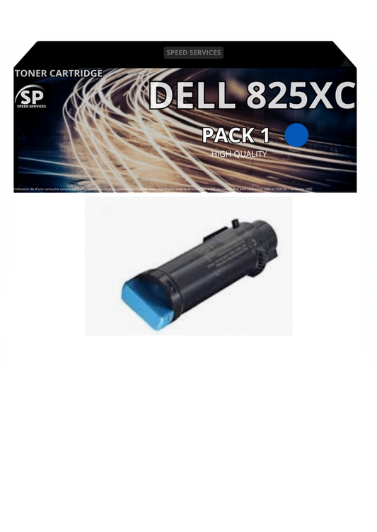 Toner 825XC 593BBSF compatible pour DELL CYAN x 1 - SPEED SERVICES Dell H 625 cdw|Dell H 820 Series|Dell H 825|Dell H 825 cdw|Dell S 2825 cdn