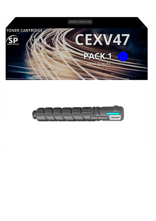 Toner EXV47 CEXV47 compatible pour Canon CYAN x 1 - SPEED SERVICES Canon imageRUNNER Advance C 250 i|Canon imageRUNNER Advance C 250 iF|Canon imageRUNNER Advance C 255 i|Canon imageRUNNER Advance C 255 iF|Canon imageRUNNER Advance C 350 i|Canon imageRUNN