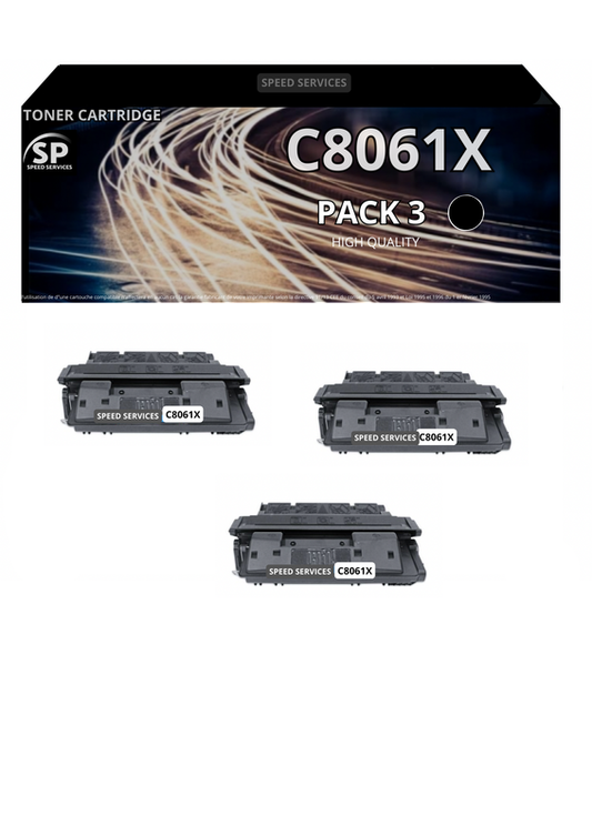 Toner 61X C8061X compatible pour HP Noir x 3 - SPEED SERVICES HP LaserJet 4100|HP LaserJet 4100 DTN|HP LaserJet 4100 MFP|HP LaserJet 4100 N|HP LaserJet 4100 TN