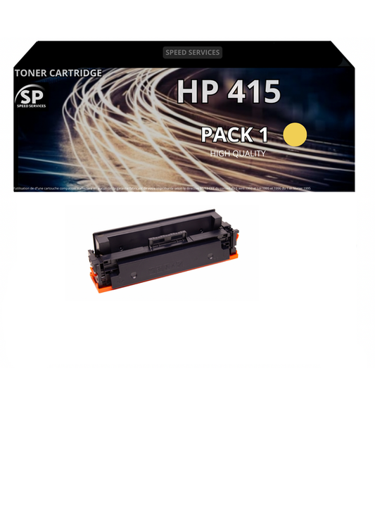 Toner 415A W2034 compatible pour HP YELLOW x 1 - SPEED SERVICES HP Color LaserJet Enterprise M 455 dn|HP Color LaserJet Enterprise MFP M 480 f|HP Color LaserJet Managed E 45028 dn|Hp Color Laserjet Managed E 47528 F|HP Color LaserJet Pro M 470 Series|HP