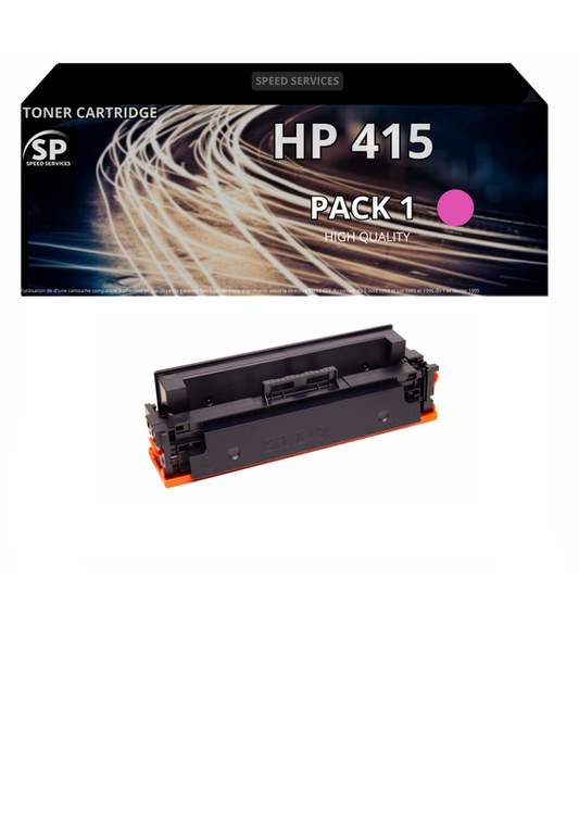 Toner 415A W2033 compatible pour HP MAGENTA x 1 - SPEED SERVICES HP Color LaserJet Enterprise M 455 dn|HP Color LaserJet Enterprise MFP M 480 f|HP Color LaserJet Managed E 45028 dn|Hp Color Laserjet Managed E 47528 F|HP Color LaserJet Pro M 470 Series|HP