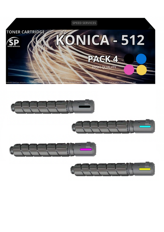 Toner 512 512 compatible pour Konica MULTICOLOR x 4 - SPEED SERVICES Konica Minolta Bizhub C 454|Konica Minolta Bizhub C 454 e|Konica Minolta Bizhub C 554|Konica Minolta Bizhub C 554 e