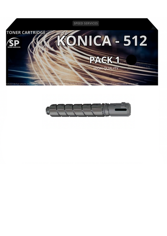 Toner 512 A33K152 compatible pour Konica Noir x 1 - SPEED SERVICES Konica Minolta Bizhub C 454|Konica Minolta Bizhub C 454 e|Konica Minolta Bizhub C 554|Konica Minolta Bizhub C 554 e