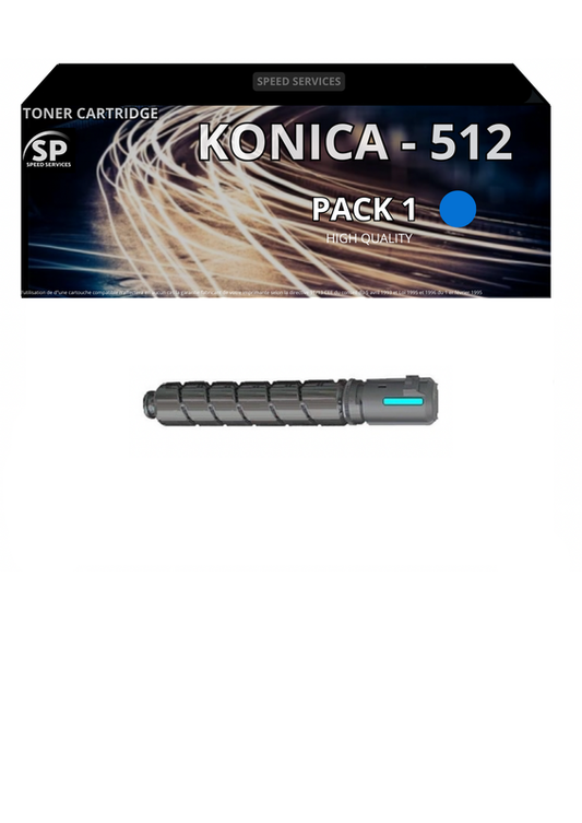 Toner 512 A33K452 compatible pour Konica CYAN x 1 - SPEED SERVICES Konica Minolta Bizhub C 454|Konica Minolta Bizhub C 454 e|Konica Minolta Bizhub C 554|Konica Minolta Bizhub C 554 e