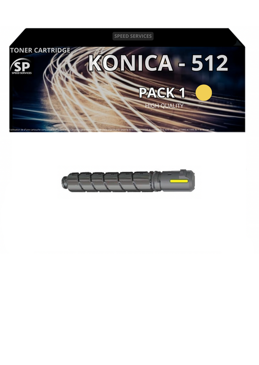 Toner 512 A33K252 compatible pour Konica YELLOW x 1 - SPEED SERVICES Konica Minolta Bizhub C 454|Konica Minolta Bizhub C 454 e|Konica Minolta Bizhub C 554|Konica Minolta Bizhub C 554 e