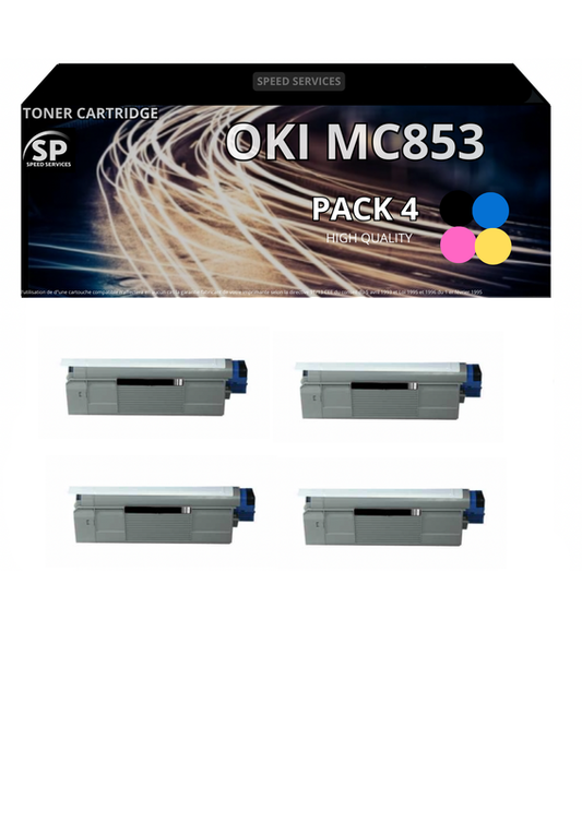 Toner C853  compatible pour OKI MULTICOLOR x 4 - SPEED SERVICES Oki MC 853 dn|Oki MC 853 dnct|Oki MC 853 dnv|Oki MC 853 Series|Oki MC 870 Series|Oki MC 873 dn|Oki MC 873 dnc|Oki MC 873 dnct|Oki MC 873 dnv|Oki MC 873 dnx|Oki MC 873 Series|Oki MC 880 Serie